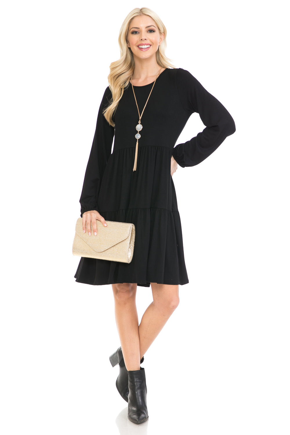 Bishop Sleeve Tiered Dress