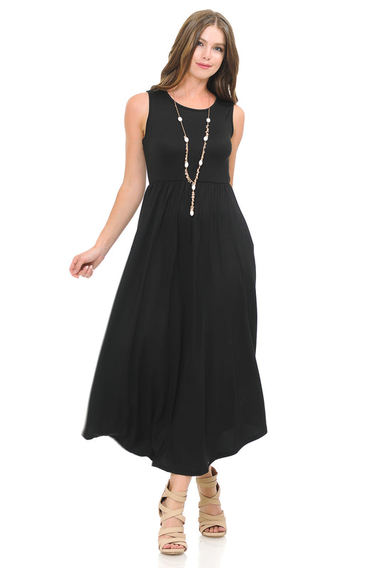 Sleeveless Long Dress with Pockets