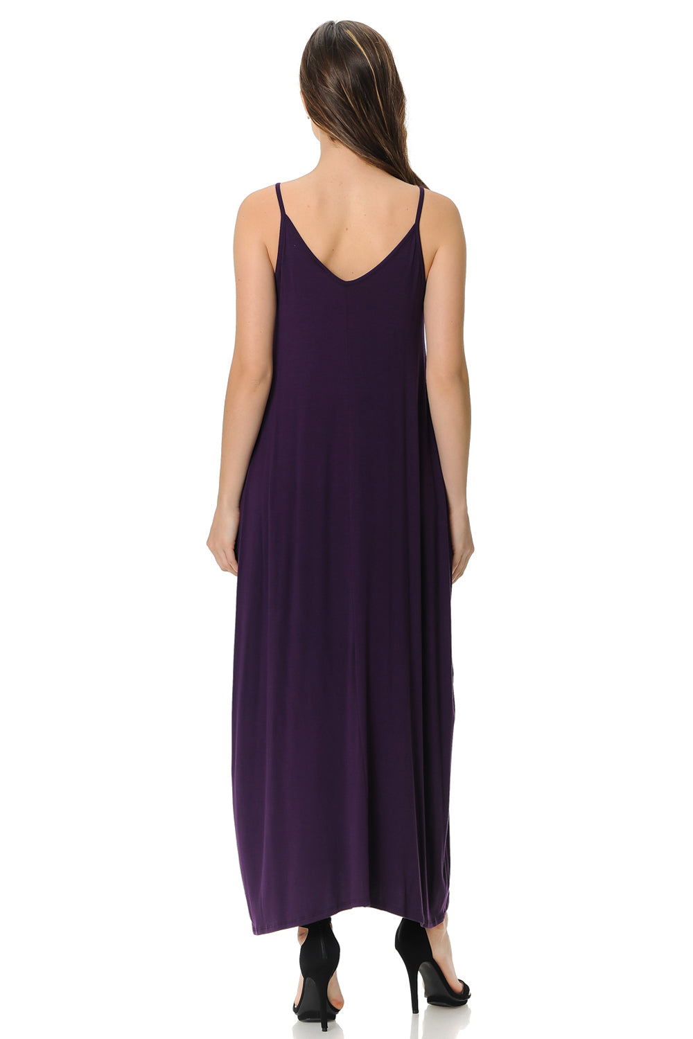 Spaghetti Strap Low Back Maxi Dress with Pockets