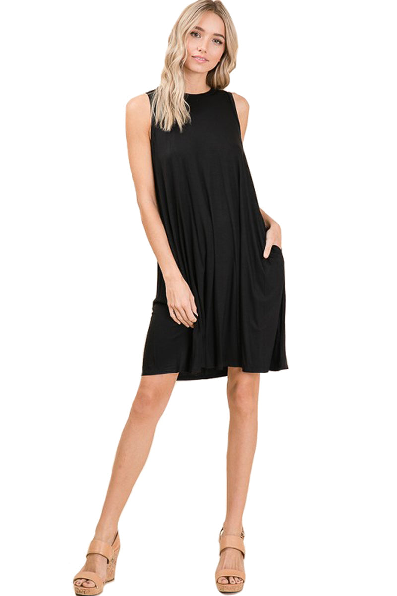 Sleeveless Swing Dress with Pockets