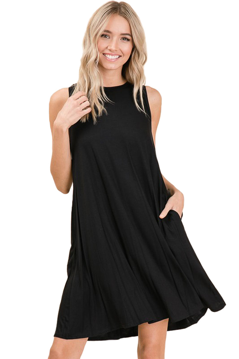 Sleeveless Swing Dress with Pockets