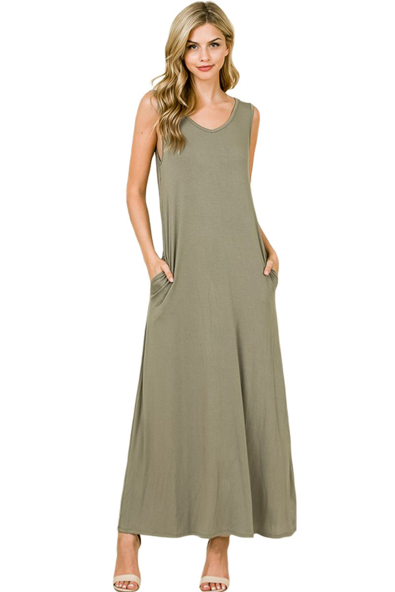 Sleeveless Maxi Dress with Pockets