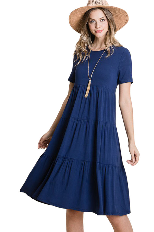 Tiered Short Sleeve Dress