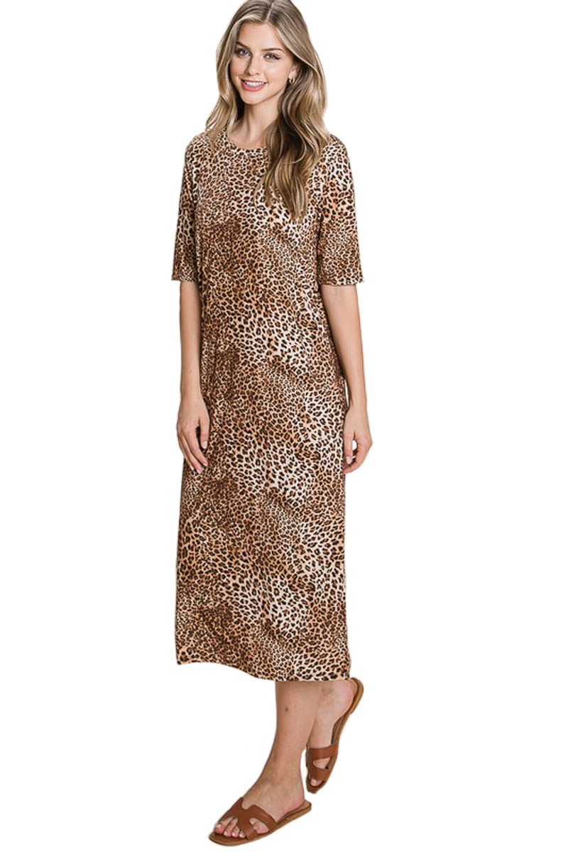 Leopard Print Midi Dress