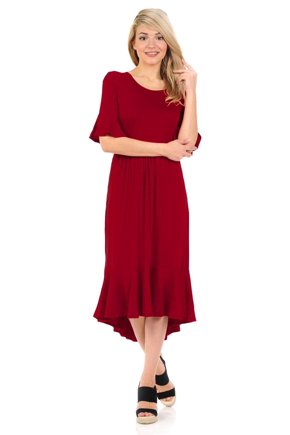 Premium Knit Cropped Bell Midi Dress