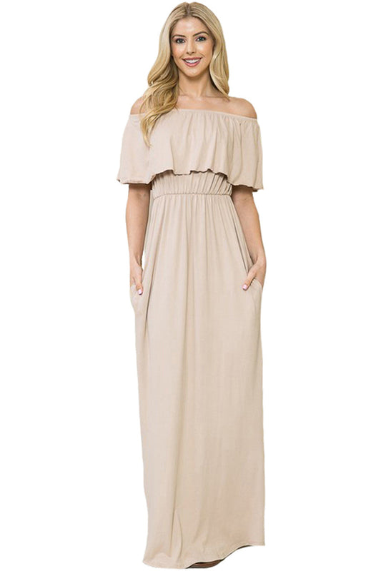 Off Shoulder Maxi Dress with Pockets