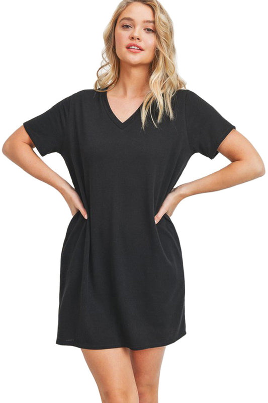 French Terry V-Neckline T-Shirt Dress