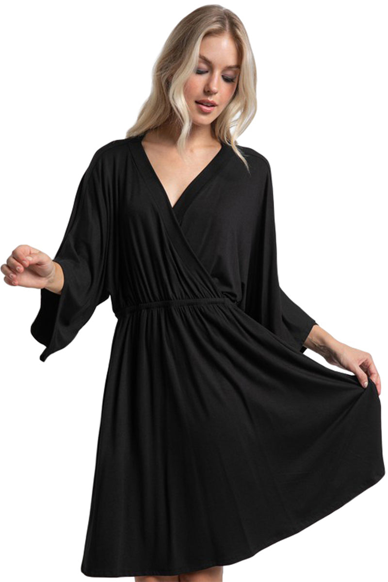 Kimono Sleeve Front Wrap Dress