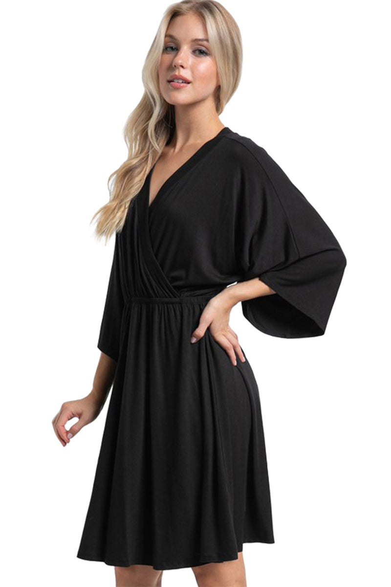 Kimono Sleeve Front Wrap Dress