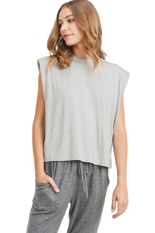 Padded Shoulder Sleeveless Top