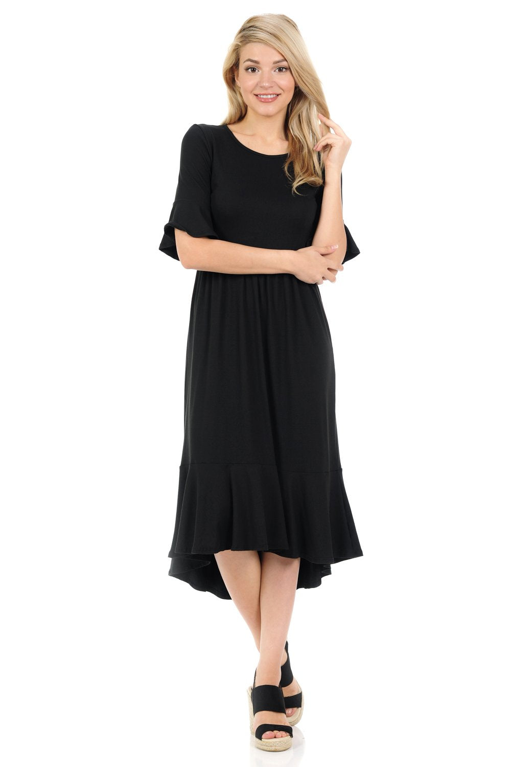 Premium Knit Cropped Bell Midi Dress