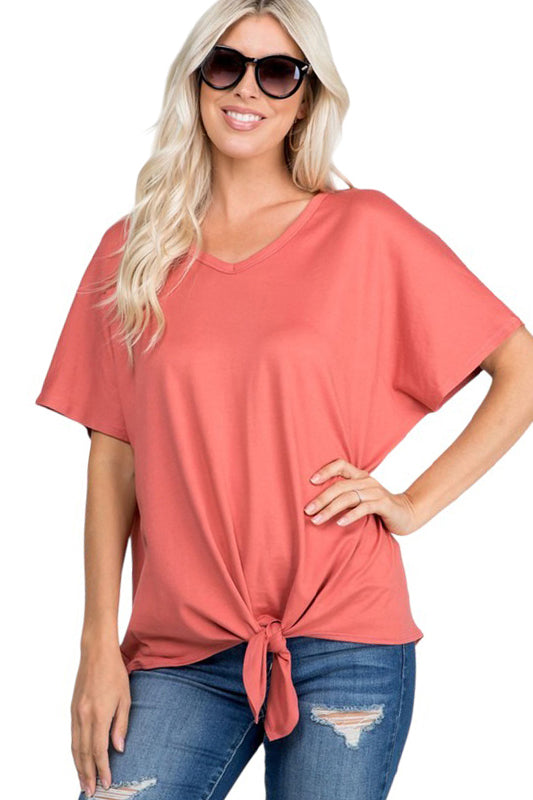 V-Neck Front Tie Tunic