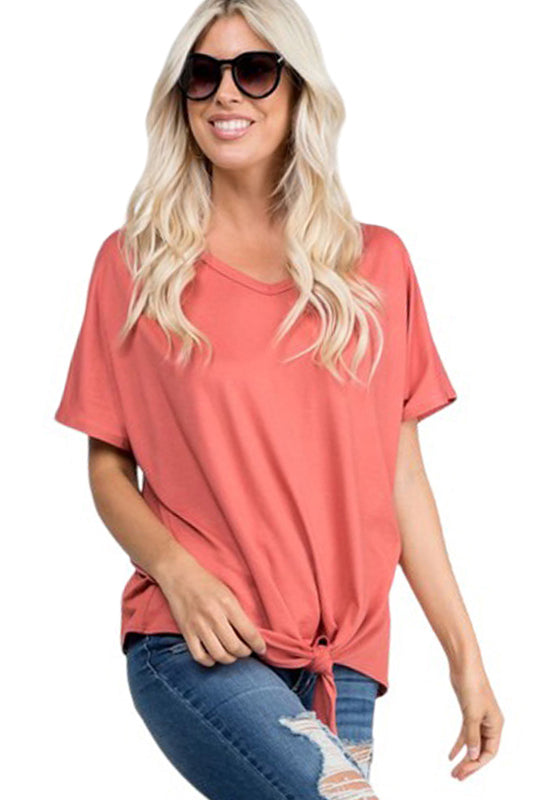 V-Neck Front Tie Tunic