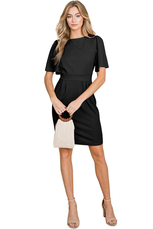 Flutter Short Sleeve Sheath Dress