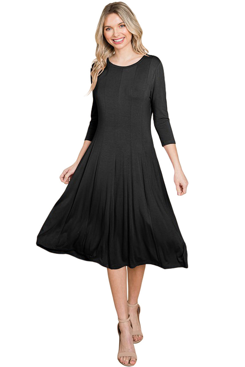 Paneled A-Line Midi Dress