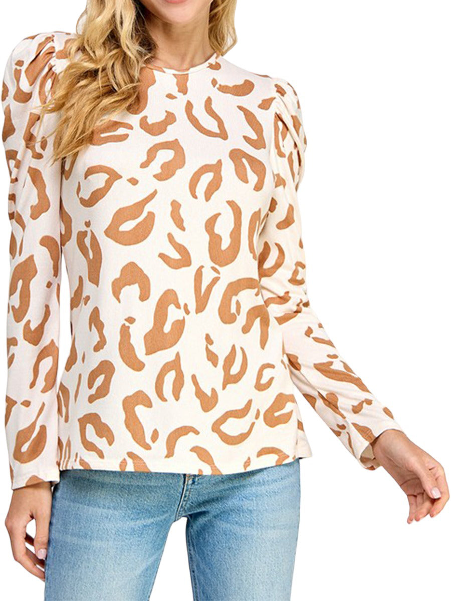 Puff Sleeve Cheetah Print Top