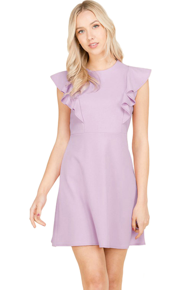 Ruffle Sleeve A-Line Dress