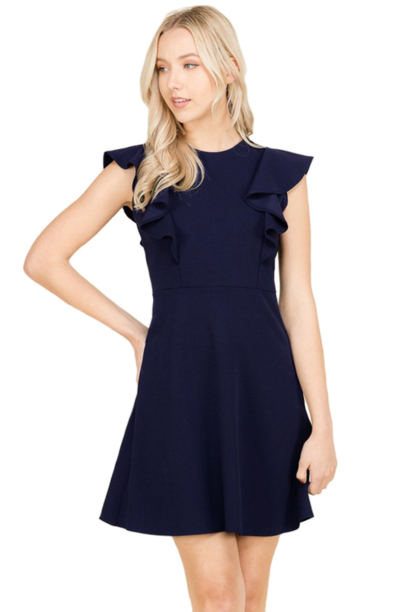 Ruffle Sleeve A-Line Dress