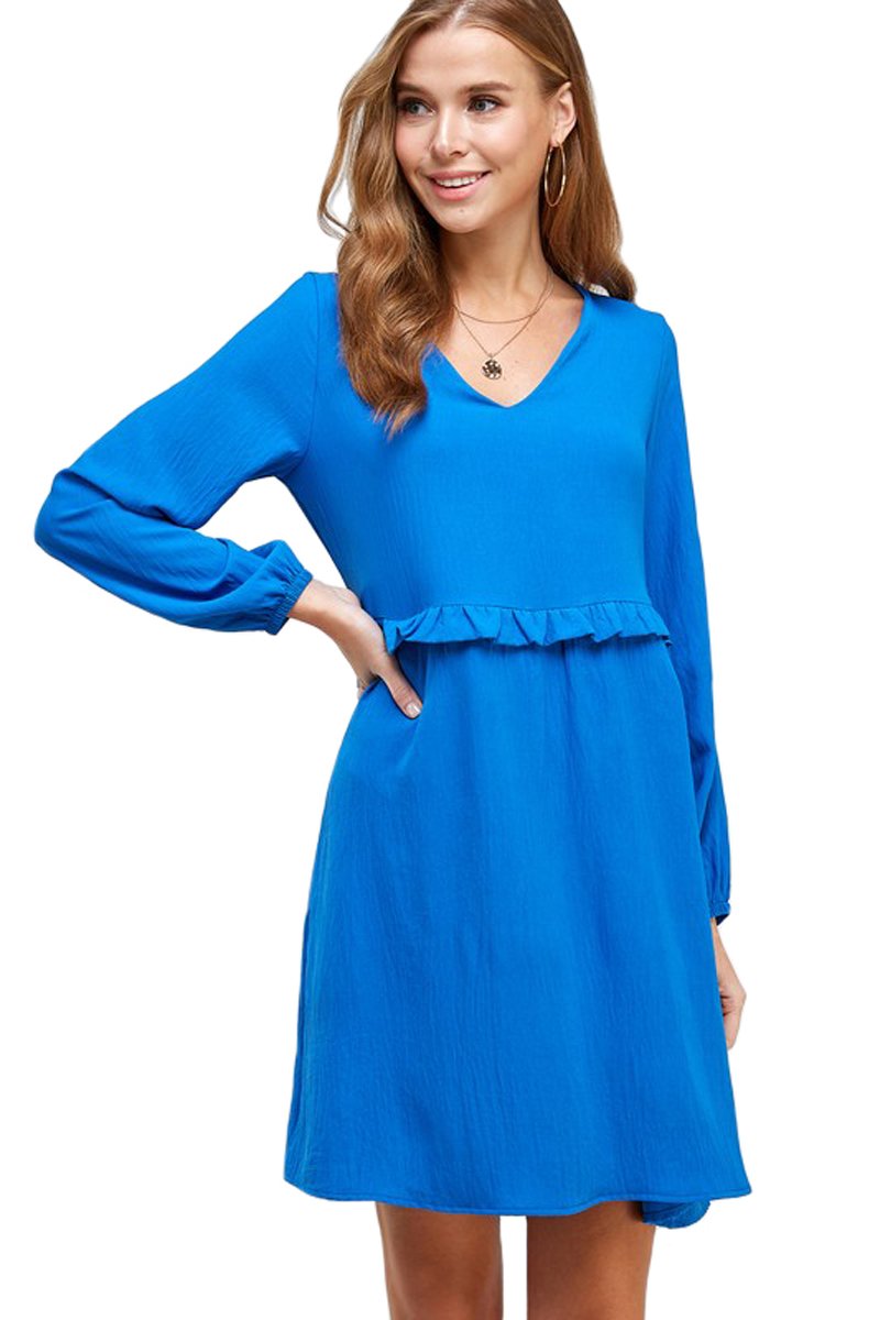 V-Neck Dress with Shirring