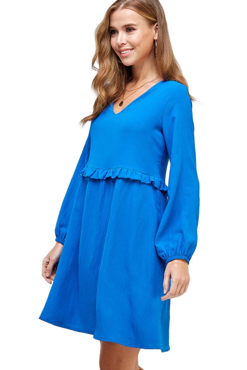 V-Neck Dress with Shirring