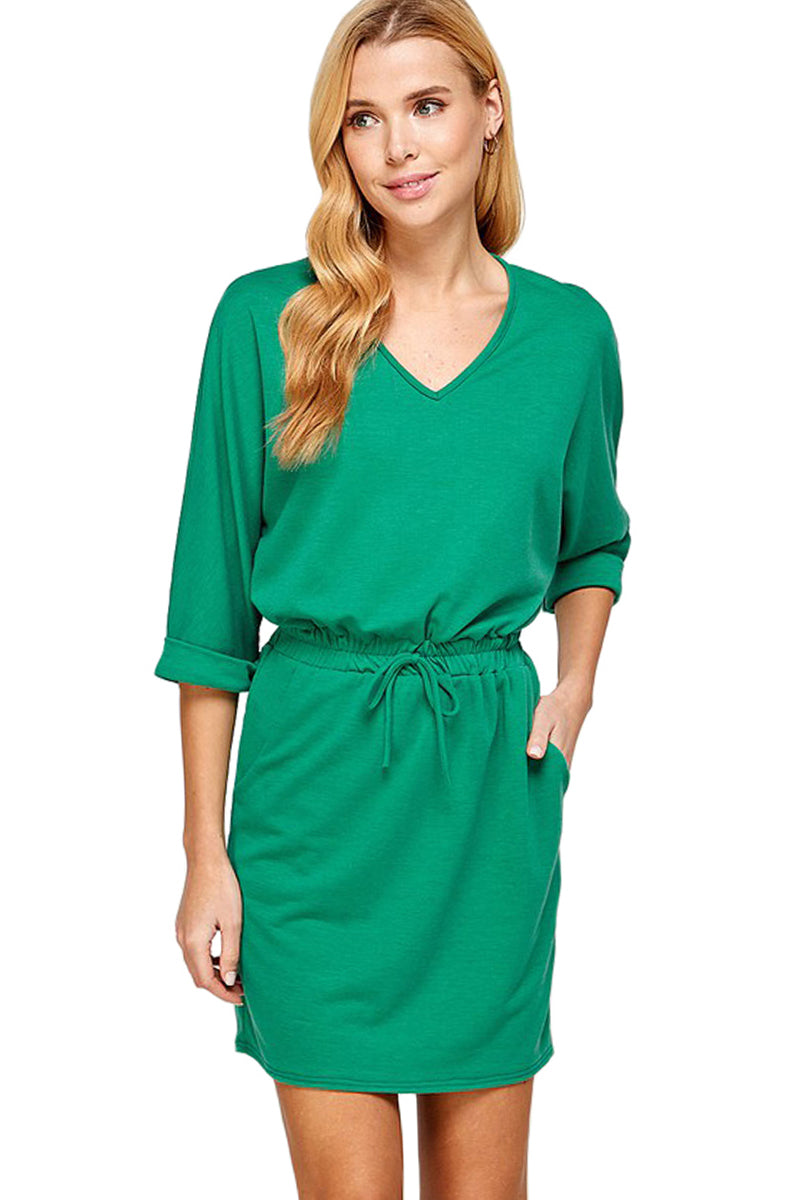 V-Neck Dress with Elastic Waist