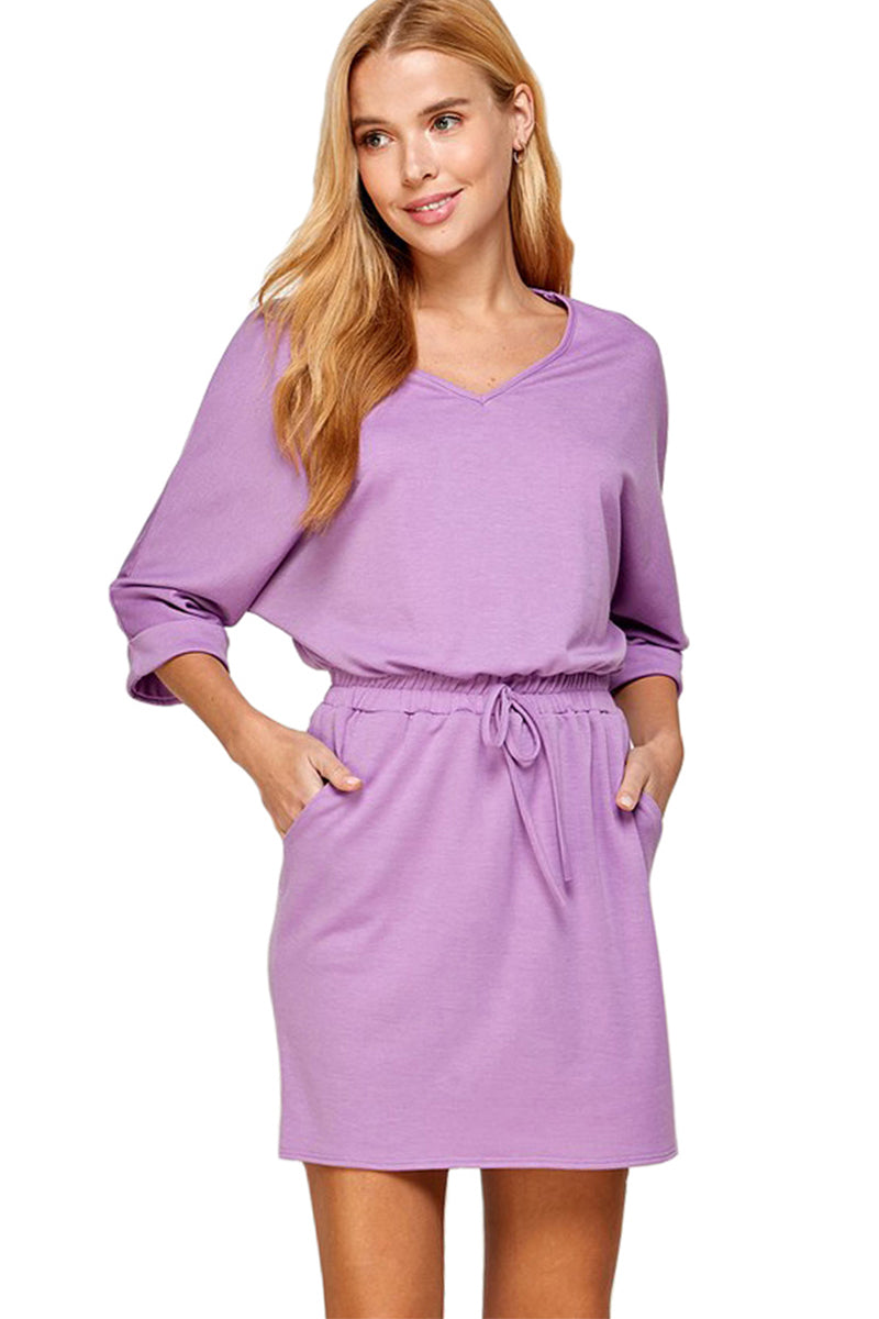 V-Neck Dress with Elastic Waist