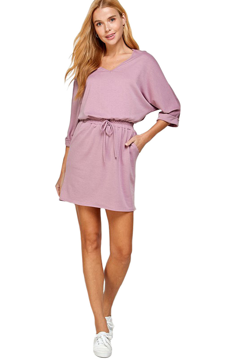 V-Neck Dress with Elastic Waist