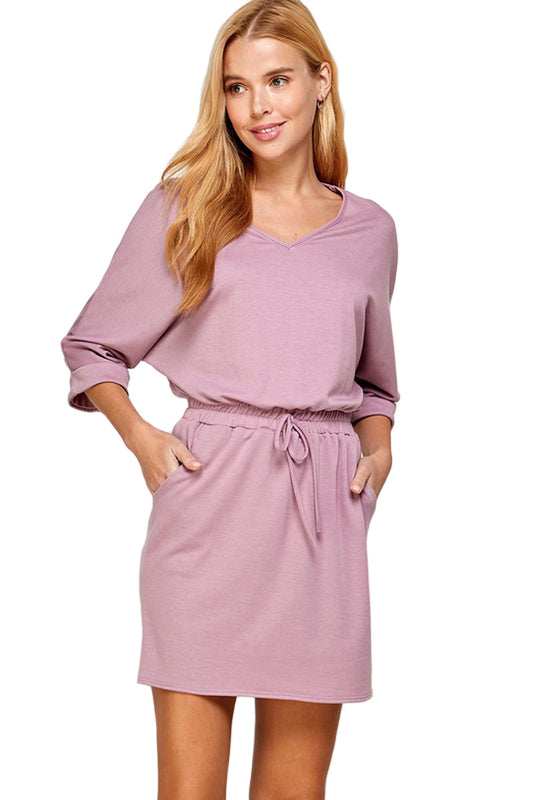 V-Neck Dress with Elastic Waist